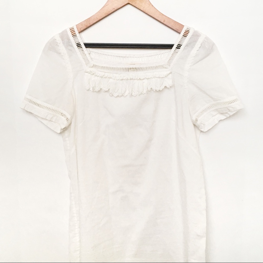 J. Crew Swiss Dot Ruffle Top
